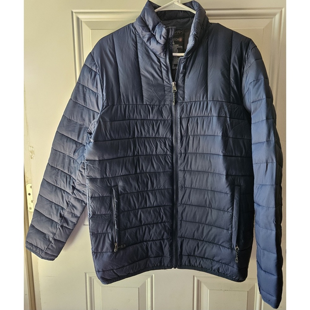 Swiss Tech Packable Puffer Jacket Women's Small Blue Cove Lightweight Quilted...